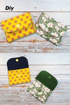 Easy Wallet Sewing Pattern Free, Card Purse Pattern, Coin Purse Pattern Free, Credit Card Wallet Pattern, Diy Mini Wallet, Crochet Card Pouch, Diy Wallet Tutorial, Card Wallet Tutorial, Card Wallet Diy