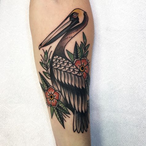 Louisiana Tattoo, Pelican Tattoo, Grandparents Tattoo, Traditional Style Tattoo, Old School Tattoo Designs, Traditional Tattoo Design, Head Tattoos, Family Tattoos, American Traditional Tattoo