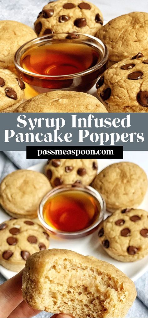 Your new go to pancake recipe.  Syrup infused pancake poppers take the work and the mess out of your favorite plate of flapjacks! A healthy pancake mix infused with your favorite maple syrup creates a breakfast muffin like never before. Pancake Poppers, Healthy Pancake Mix, Two Ingredient Pancakes, Healthy Pancake, Breakfast Pie, Protein Pancake Mix, Breakfast Muffin, Baked Pancakes, Pancake Recipe Easy