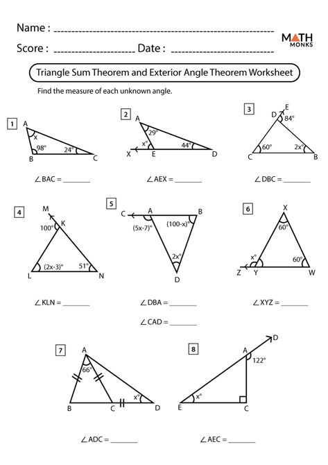 Missing Angles In Triangles, Angles Worksheet 3rd Grade, Angles Worksheet Grade 6, Types Of Triangles Worksheet, Triangle Sum Theorem, Triangle Inequality, Triangle Congruence, Angles Math, Triangle Angles