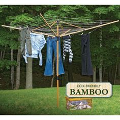 Greenway GCL9FAB Deluxe Bamboo Fold-Away Clothesline - GCL9FAB Outdoor Clothes Lines, Wall Drying Rack, Clothes Dryer Rack, Laundry Hanger, Laundry Rack, Bamboo Construction, Laundry Drying, Umbrella Designs, Clothes Dryer