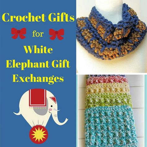 White Elephant Crochet Gifts, Crochet White Elephant Gift, Gifts For White Elephant, Family Gift Exchange, White Elephant Gift Exchange, Homemade Holiday Gifts, White Elephant Party, Swap Gifts, Christmas Gift Exchange