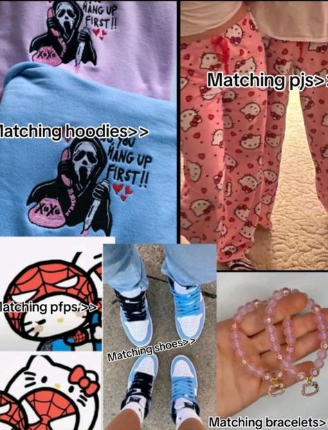 GF BF style Matching Stuff With Boyfriend, Bf And Gf Gifts, Cute Things To Send Your Gf, Bf And Gf Ideas, Thing To Send To Your Bf, Bf Gf Things, Matching Couples Things, What To Do With Your Boyfriend, Bf Gf Matching Pfp