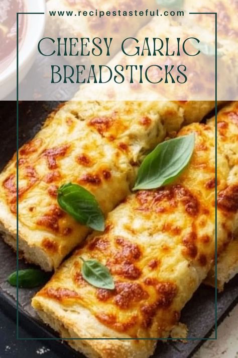 These easy-to-make Cheesy Garlic Breadsticks are loaded with gooey mozzarella and flavorful garlic butter, making them the perfect side dish or snack for any meal. Serve them warm with marinara sauce for an extra tasty treat! Garlic Breadsticks Recipe, Cheesy Garlic Breadsticks, Cheesy Garlic Breadsticks Recipe, Cheese Sticks Recipe, Breadsticks Recipe, Butter Making, Marinara Sauce Recipe, Bread Sticks Recipe, Garlic Breadsticks