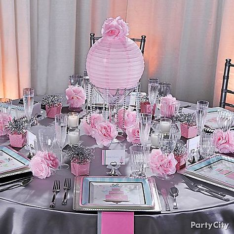 Pink and silver wedding Bridal Shower Decorations Pink, Wedding Trivia, Table Rose, Deco Rose, Silver Party, Silver Table, Pink Bridal Shower, Pink Table, Pink Bridal