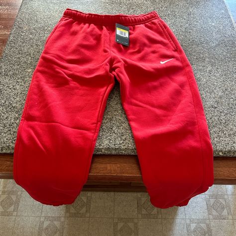 Women’s Nike Sweatpants (Red) Red Nike Sweatpants For Streetwear, Red Nike Sweatpants, Red Cotton Nike Sweatpants, Red Straight Sweatpants, Affordable Red Sweatpants With Pockets, Grey Nike Joggers, Sporty Red Full-length Sweatpants, Sweatpants Nike, Black Athletic Pants