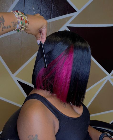 Peek A Boo Wigs For Black Women, Peekaboo Hair Color Quick Weave, Peak A Boo Quick Weave, Peekaboo Sew In Black Women, Bob With Color Underneath, Peekaboo Hair Black Women, Quick Weave Peek A Boo, Peekaboo Hair Color Black Women Red, Pink Quick Weave Hairstyles