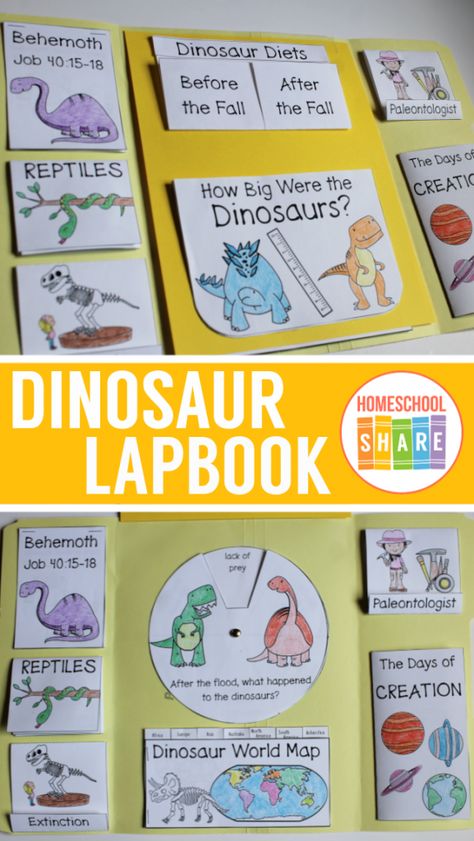 Dinosaur Homeschool Unit, Dinosaur Lapbook, Dinosaur School Project, Free Dinosaur Printables, Lapbooks Free, Dinosaur Kindergarten, Dinosaurs Kindergarten, Dinosaur Diorama, Dinosaur Unit Study