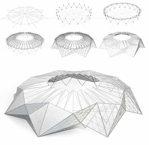 parametric structure diagram Parametric Structure, Plan Concept Architecture, Architecture Origami, Folding Architecture, Origami Architecture, Stadium Architecture, Paper Architecture, Concept Models Architecture, Stadium Design