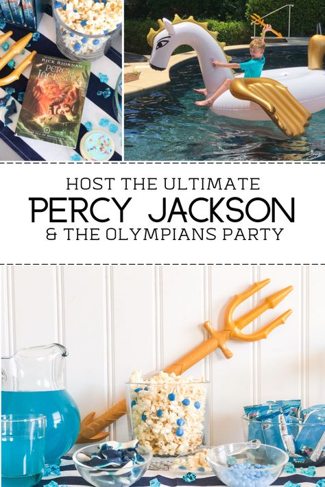 Host The Ultimate Percy Jackson Party - Savvy Sassy Moms Percy Jackson Nectar Recipe, Percy Jackson Cupcakes, Percy Jackson Themed Snacks, Percy Jackson Themed Food, Percy Jackson Watch Party, Percy Jackson Party Food, Percy Jackson Party Games, Percy Jackson Food Ideas, Percy Jackson Themed Party