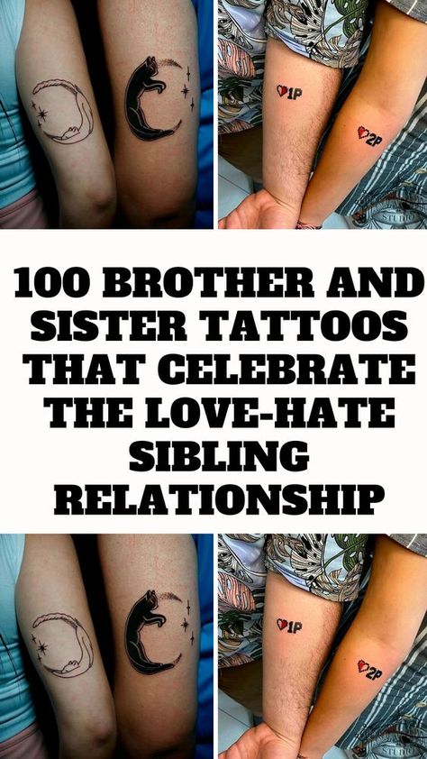 Brother And Sister Tattoos, Tattoos For Siblings, Traditional Tattoo Outline, Matching Tattoos For Siblings, Brother And Sister Tattoo Ideas, Sister Tattoo Ideas, Brother Sister Tattoo, Brother Tattoos, Matching Sister Tattoos