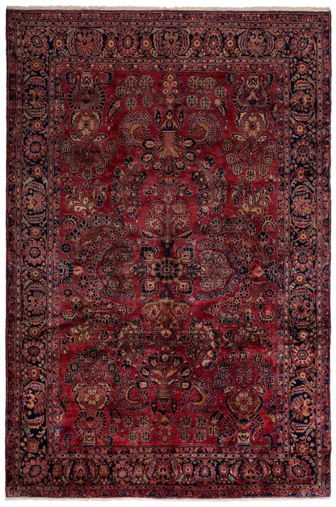 Size: 348x246 cm A Persian Sarouk rug is a from the Markazi Province in Iran. Sarouk (also Saruk, Sarough, Saruq) rugs are woven in the village of Saruk and also in the city of Arak and surrounding countryside. They are know for their brilliant quality - lasting decades of wear. This is what makes them among the bestselling of all Persian rugs. They are made from a tough wool, using a Persian knot. They mostly come in traditional floral designs. Origin Iran Province Persian Sarouk (Antique) Pile Maroon Persian Rug, Dark Persian Rug, Persian Rug Apartment, Arabian Rug, Persian Rug Aesthetic, Arabian Rugs, Persian Interior Design, Aesthetic Carpet, Iranian Rug