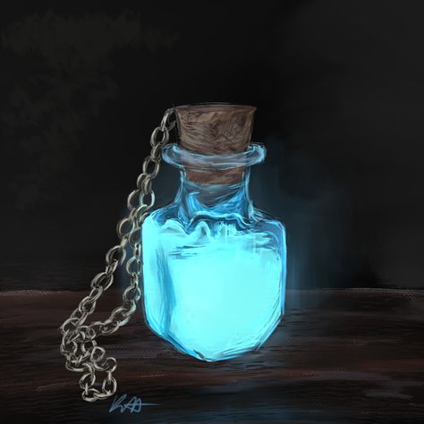 Fantasy Potion Aesthetic, Blue Potion Aesthetic, Potions Fantasy Art, Potion Digital Art, Glowing Potion, Blue Potion Bottle, Theme Divider, Healing Potion, Magic Bottles