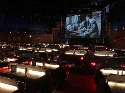 Sci-Fi Dine-In Theater Restaurant picture Movie Bar, Hollywood Studios Restaurants, Dating Aesthetic, Bloxburg Layout, Cinema Cafe, Drive In Cinema, Cinema Idea, Dine In Theater, Dinner Theater