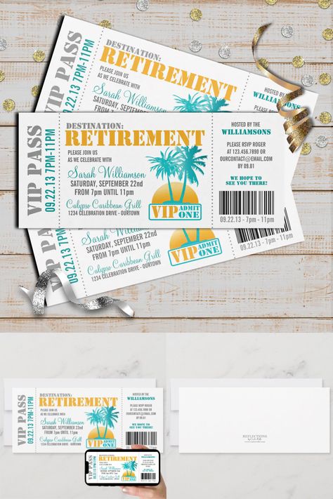 Boarding Pass Retirement Party Invitation Retirement Party Invitation, Boarding Pass Invitation, Retirement Invitations, Retirement Party Invitations, Retirement Celebration, Party Tickets, Happy Retirement, Retirement Party, Admit One