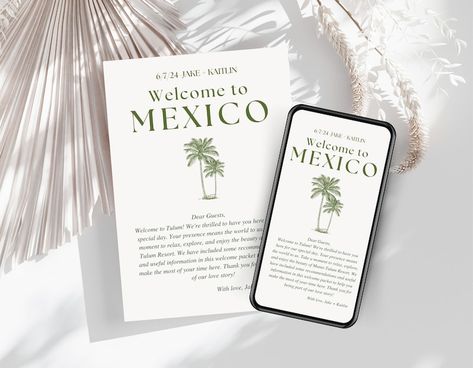 Modern Minimalist Welcome Letter & Timeline Template, Destination Wedding Info, Mexico Wedding Order of Events, Itinerary Card and Mobile - Etsy Destination Wedding Signs, Wedding Order Of Events, Wedding Mexico, Order Of Events, Welcome Letter, Timeline Template, Cabo Wedding, Destination Wedding Mexico, Cabo Weddings