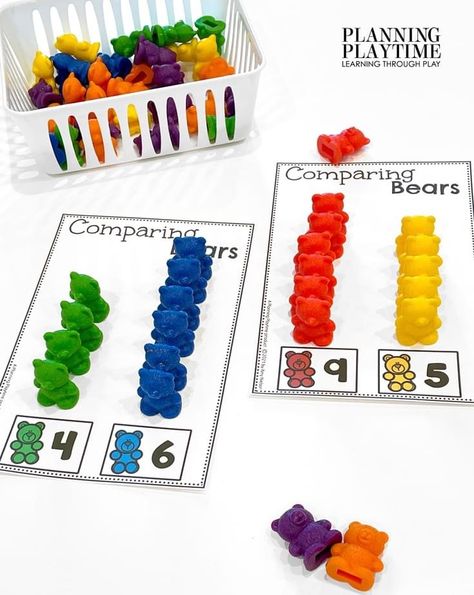 Comparing Activities For Preschoolers, Kindergarten Table Time Activities, Stem Task Cards Free Kindergarten, Stem Morning Tubs, Comparing Numbers Preschool, Patterns Kindergarten Activities, Preschool Morning Bins, Independent Preschool Activities, Morning Table Activities Preschool