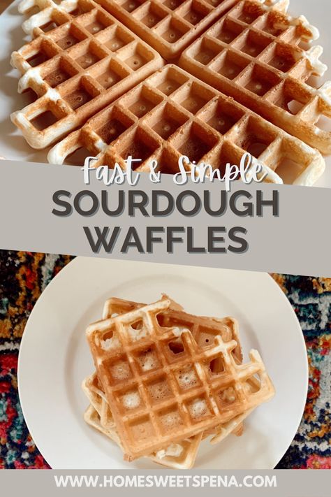 These Sourdough Discard Waffles are quick to make, simple to mix up, and absolutely delicious. If you are looking for an easy way to use up some of your sourdough starter, these waffles are one of my favorite ways to do it! #breakfast #sourdough #waffles Sourdough Waffle Recipe Discard, Sourdough Discard Recipes Waffles, Sourdough Discard Protein Waffles, Sourdough Starter Waffles, Sourdough Waffles Quick, Sourdough Discard Waffle Recipes, Sourdough Waffles Discard, Sourdough Discard Waffles Quick, Discard Waffle Recipe