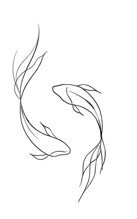 Minimal Koi Tattoo, Koi Line Tattoo, Guppy Fish Drawing, 2 Koi Fish Tattoo Design, Koi Fish Tattoo Fine Line, Fine Line Sketches, Line Koi Fish Tattoo, 2 Fish Tattoo, Koi Line Art