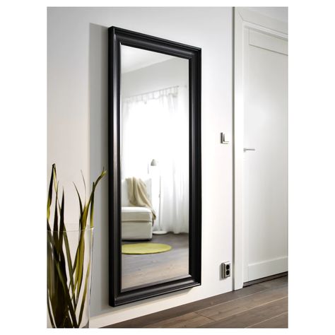 HEMNES Mirror, black-brown, 29 1/8x65" - IKEA Standing Mirrors, Ikea 2015, Lacquered Mirror, Kura Bed, Rustic Wall Mirrors, Ikea Hemnes, Ikea Hackers, Large Wall Mirror, Mirror On The Wall