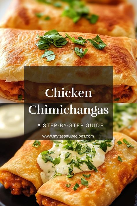 Love cheese? These Chicken Chimichangas are stuffed with tender chicken and gooey melted cheese, then crisped to perfection. Serve with your favorite toppings for a meal that’s sure to impress! Chicken Chimichanga, Chicken Chimichangas, Creative Snacks, Green Salsa, Mexican Chicken, Lettuce Salad, Quick Meal, Delicious Chicken, Cheese Serving