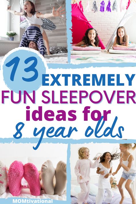 sleepover ideas for kids things to do - Fun sleepover ideas for 8 year olds Activities For Sleepovers, Kids Sleepover Activities, Slumber Party Crafts, Girls Sleepover Party, Birthday Sleepover Ideas, Slumber Party Birthday, Kids Sleepover, Girls Slumber Party, Slumber Party Games