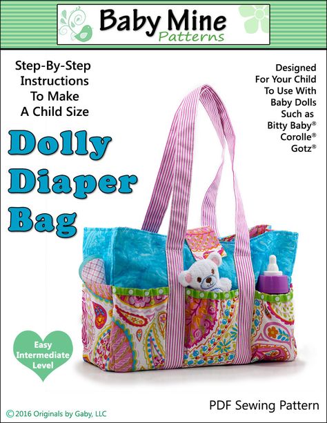 Dolly Diaper Bag 15" Doll Accessories Make Doll, Designer Diaper Bag, Diaper Bag Accessories, Baby Mine, Baby Doll Accessories, Baby Clothes Patterns, Baby Doll Clothes, Bitty Baby, Sewing Dolls