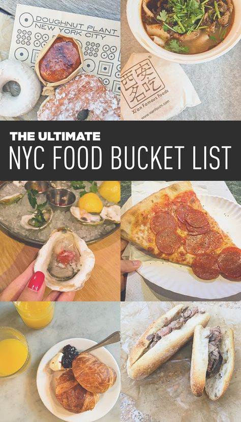 Ultimate NYC Food Bucket List - 49 Places to Eat in NYC. Food Bucket List, Nyc Bucket List, London Travel Guide, Restaurants In Nyc, Usa Roadtrip, New York Vacation, Nyc Baby, Voyage New York, New York Food