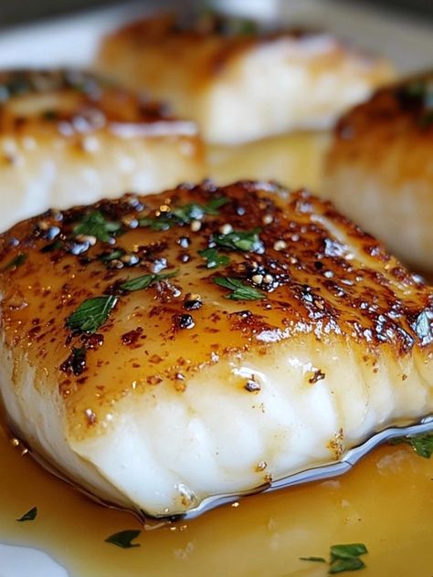 Chilean Sea Bass with Honey Dijon Glaze Pesto Sea Bass Recipes, Ina Garten Chilean Sea Bass Recipe, Snook Recipes Fish, Easy Sea Bass Recipes, Best Chilean Sea Bass Recipe, Sea Bass Sauce Recipe, Smoked Sea Bass Recipes, Hot Honey Fish, Sablefish Recipes Baked