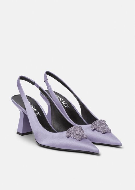 Tennis Shoe Heels, Versace Heels, Shoes Png, Lux Fashion, Stunning Shoes, Designer Pumps, Fancy Shoes, Purple Shoes, Slingbacks