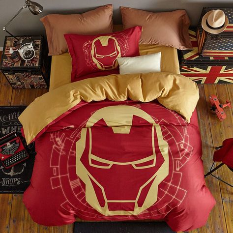 Indian Red Color Boys and Kids Iron Man Bedding Set Iron Man Bedroom, Superhero Bed, Iron Man Room, Man Bedroom, Men Bed, Mens Bedding Sets, Superhero Bedding, Black Bed Linen, Indian Bedding