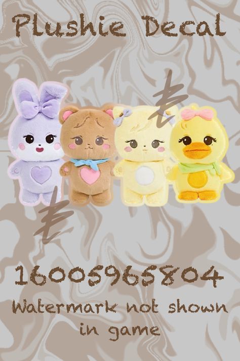 Bloxburg Plushie Decals, Kids Decals, Hello Kitty Videos, Bloxburg Decals Codes Aesthetic, Army Girlfriend Pictures, Blocksburg Room Ideas￼, House Decals, Bloxburg Decals, Bloxburg Decals Codes