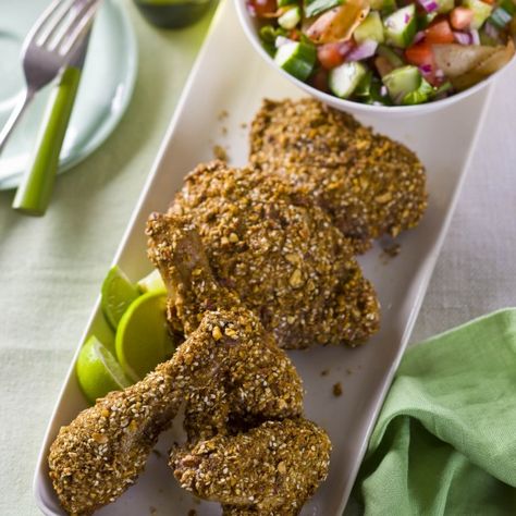 Dukkah Crusted Chicken Pieces with Lime Dukkah Chicken, Easy Curry Sauce, Chicken Drumstick Recipe, Free Range Chicken, Chicken Drumstick, Easy Home Recipes, Light Dinner Recipes, Drumstick Recipes, Chicken Drumstick Recipes