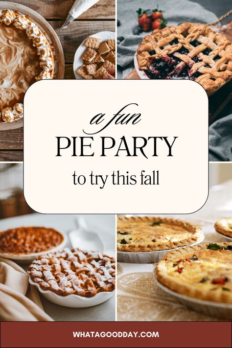 Gather your friends for a fun Pies on the Porch party! What better way to add joy to your day than eating pie? Pie Centerpiece Wedding, Pie Exchange Party, Pie Making Party, Friendsgiving Pie Party, Pie Ideas Creative, Pie Eating Contest Ideas, Pie Night Party, Pie Contest Ideas, Pie Bar Ideas