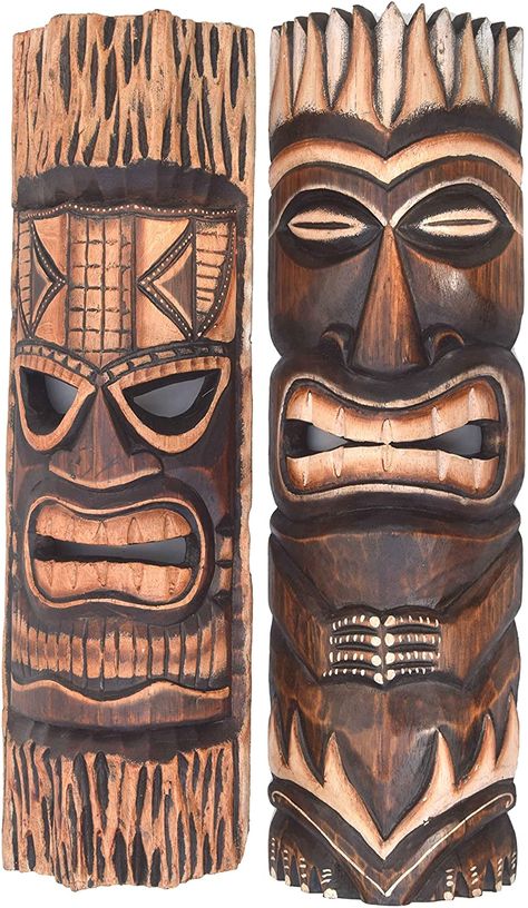 2 Wooden Masks 50 cm in Hawaii Tiki Style Mask Wall Mask Set of 2 : Amazon.de: Home & Kitchen Wooden Masks, Tiki Masks, Hawaii Tiki, Tiki Style, Tiki Art, Tiki Mask, Mask Wall, Doodle Ideas, Mask Template