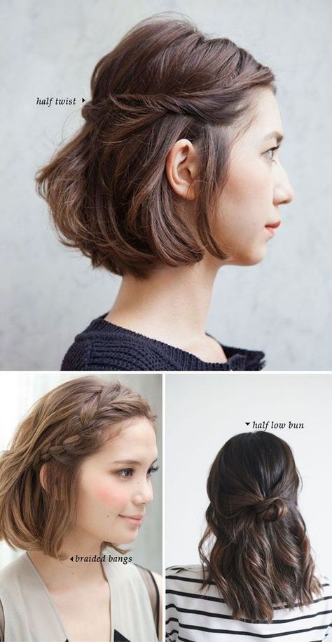 Easy hairstyle ideas for short hair – smile and breathe Simples Hairstyles, Work Hairstyles For Short Hair, Short Hair Dos, Short Hairdos, Peinados Fáciles Para Cabello Corto, Work Hairstyles, Penteado Cabelo Curto, Short Hair Updo, Hairstyles For Short Hair