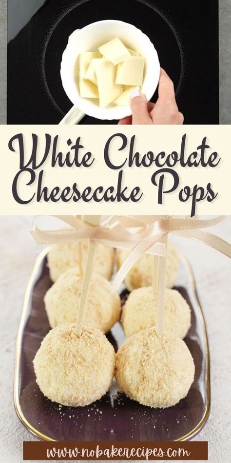 Cake Pop Flavor Ideas, Easy White Chocolate Cheesecake, Cheesecake Pops Recipe, Cake Pop Icing, Chocolate Cheesecake Truffles, White Chocolate Cake Pops, Cheesecake Cake Pops, Chocolate Cake Pops Recipe, Cake Pop Flavors