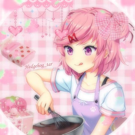 Natsuki Kawaiicore, Natsuki Baking, Natsuki Cutecore, Ddlc Cutecore, Literature Club Natsuki, Doki Doki Literature Club Natsuki, Tt Pfp, Kawaii Images, Natsuki Ddlc