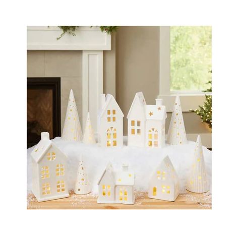 Costco’s Ceramic Holiday Village for Sale Is So Charming | Apartment Therapy Pretty Christmas Decorations, Christmas Village Accessories, Modern Christmas Decor, Moments In Time, Holiday Village, Holiday Store, Pretty Christmas, Ceramic Houses, Indoor Christmas