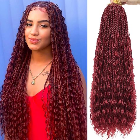 Amazon.com : Eeanno Goddess Box Braids Crochet Hair 24 Inch 7 Packs Burgundy Boho Crochet Braids for Women Pre Looped Crochet Box Braids with Curly Ends (24 Inch, BUG#) : Beauty & Personal Care Boho Crochet Braids, Box Braids With Curly Ends, Goddess Box Braids Crochet Hair, Braids For Women, Braids With Curly Ends, Box Braids Crochet, Goddess Box Braids, Hairstyles Theme, Crochet Box Braids