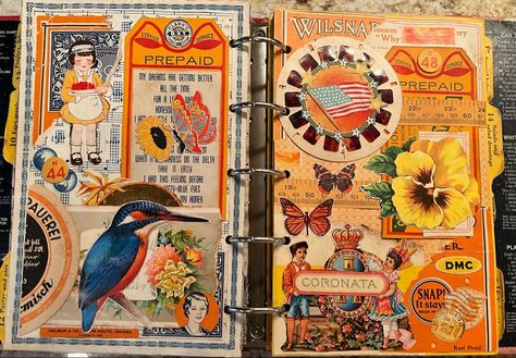 Maximalist Journaling, Junk Journal Art, Maximalist Scrapbook, Glue Books, Smash Journal, Collage Book, Altered Book Art, Paper Collage Art, Glue Book