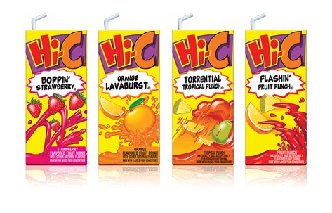 CMA has worked on a wide variety of Hi-C brand package projects for more than two decades.  In this set of Tetrabrik packs and multipack carriers, we created a colorful set of primary display panel illustrations to help bring the fanciful product names to life. Hi C Juice Boxes, Hi C Drink, 2000s Food, Work Secret Santa, Orange Punch, Hi C, Big Little Basket, Childlike Wonder, Juice Branding