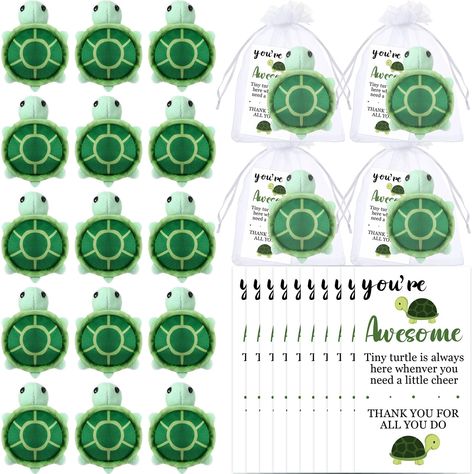 PRICES MAY VARY. Comprehensive Set of 24: each package includes 24 positive turtle toy gifts, 24 encouraging turtle cards, and 24 white organza bags; This ensures that you always have enough pieces to distribute as a gift to a large group of boys, girls, family, coworkers, employee or special persons in your life Promotes Positivity: this emotional positive turtle set is cute and funny, designed to inspire positivity in life; Each mini positive plush turtle doll comes with an encouraging card th Appreciation Gifts For Staff, Gifts For Staff, Turtle Cards, Mini Turtle, Staff Management, Secret Sister, Turtley Awesome, Mini Turtles, Secret Sisters