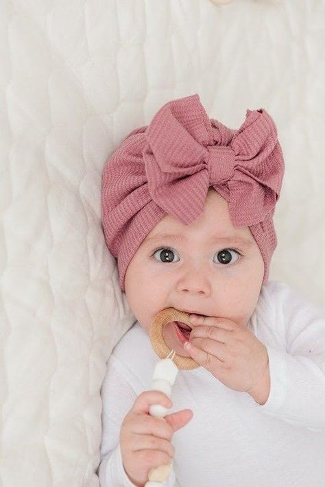 Baby Esther, Baby Hospital Hat, Baby Bow Hats, Baby Turban Hat, Baby Hair Bow, Knit Turban, Baby Head Wrap, Newborn Hospital, Baby Turban