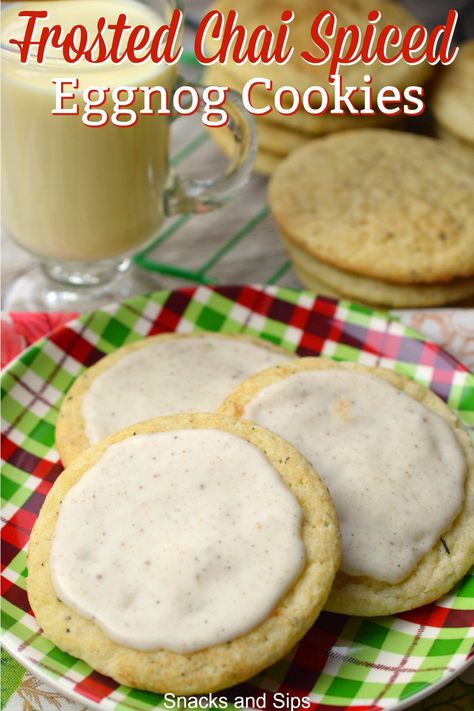 Dessert For Christmas, Spiced Eggnog, Eggnog Cookies, Eggnog Recipe, Cookie Snack, Holiday Cookie Recipes, Chai Spice, Holiday Cookie, Best Cookie Recipes