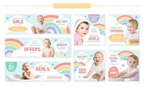 Baby store sale banners set - colorful r... | Premium Vector #Freepik #vector #banner #sale #baby #kids Kids Branding Design, Shop Banner Design, Baby Fair, Kids Banner, Baby Ads, Website Banner Design, School Flyer, Banner Design Inspiration, Rainbow Store