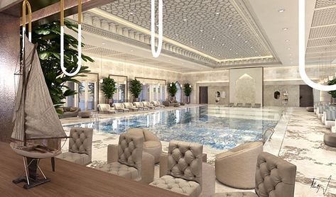 PRIVATE SWIMMING POOL IN DOHA, QATAR on Behance Big Mansions, Interior Design Graphic, Private Swimming Pool, Bakery Design Interior, Luxury Houses Mansions, Luxury Swimming Pools, Indoor Swimming Pool, Building Aesthetic, Dream Life House