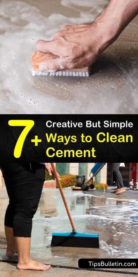 Try these helpful strategies for how to clean cement and finish it with a sealer. Use several DIY recipes for cleaning concrete using baking soda, vinegar, or oxygen bleach. Learn the best practices for removing stains, whether caused by oil, rust, or regular grime. #clean #cement #cementcleaning Cement Cleaner, Baking Powder For Cleaning, Cleaning Concrete, What Is Baking Soda, Natural Odor Remover, Patio Repair, Baking Soda Cleaner, Cement Stain, Garage Hacks