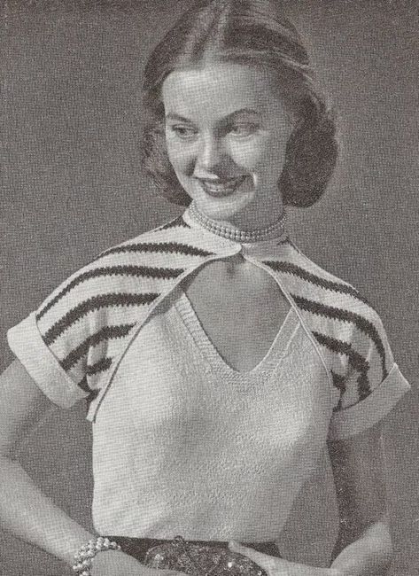 1952 Blouse & Bolero Vintage Knitting Pattern 163 - Etsy UK Vintage Knitting Patterns Free, Crochet Capelets, Fashion Construction, Lacoste Vintage, 1950 Fashion, Vintage Knitwear, Crochet Vintage, Vintage Suits, Vintage Knitting Patterns