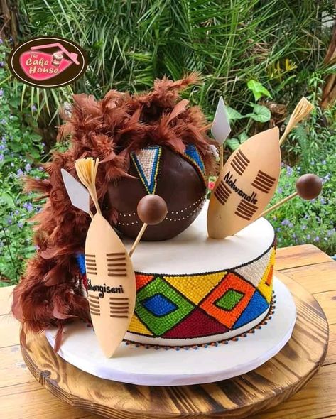 Lobola Cake Ideas, Zulu Traditional Wedding Cakes, Zulu Traditional Wedding Dresses, Zulu Traditional Wedding, African Wedding Cakes, African Cake, African Wedding Theme, Wood Wedding Cakes, Baby First Birthday Cake